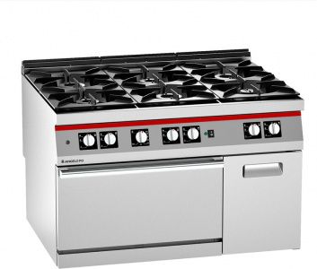 Плита газовая 6 горелок Angelo Po 2N1FAAG с конвективным газовым духовым и нейтральным шкафом