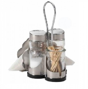 Набор для специй 3 предмета (СОЛЬ, перец, зубочистки) + салфетница 433.