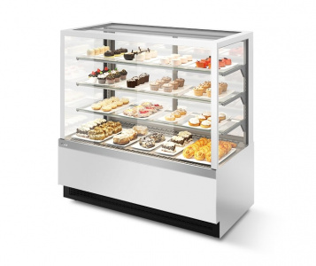 Витрина кондитерская Chilz Vete Kub Lux 90 белый глянец/шлифованная нержавейка